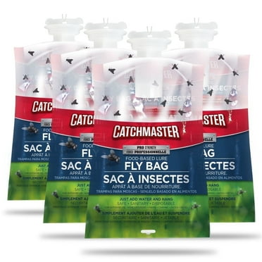 Catchmaster Pro Series Fly Bag 4-Pack, Natural Attractant, Hanging Fly Trap Outdoor & Home