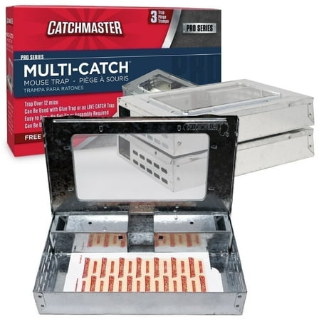 Catchmaster Pro Series Multi-Catch Mouse Trap 3-Pack, Humane Mouse Traps Indoor for Home