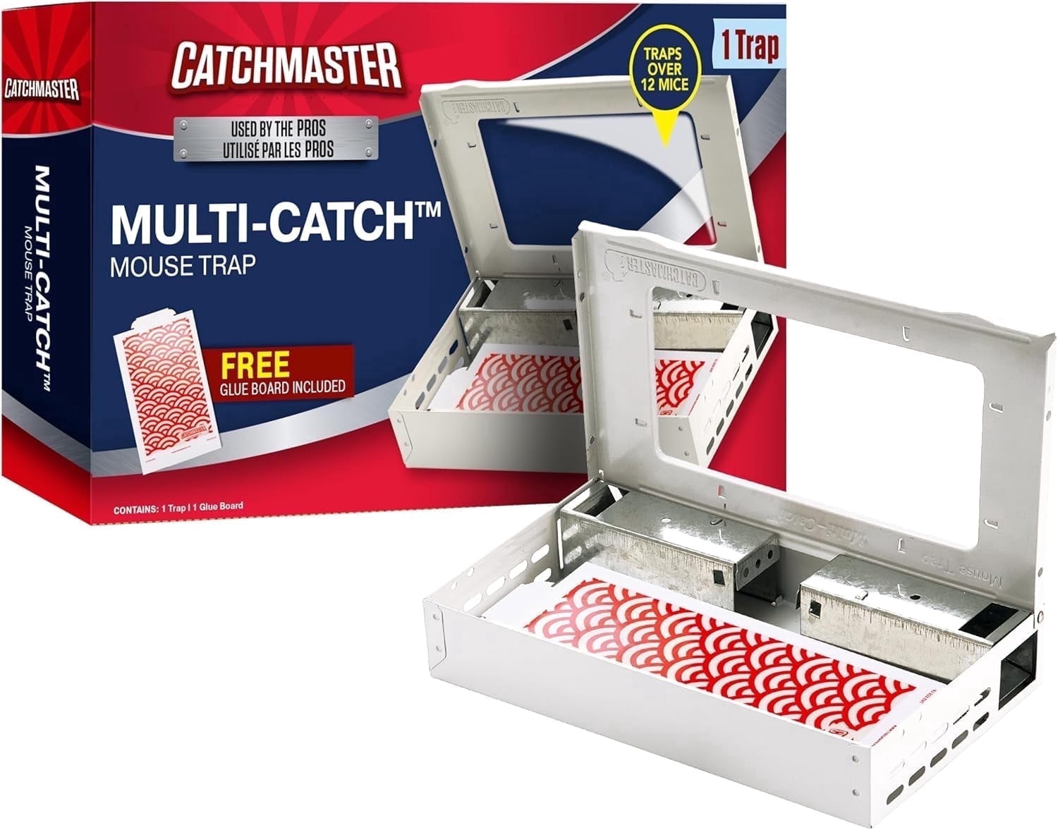 Catchmaster Multi-Catch Mouse Trap 1Pk, Humane Mouse Trap for Home with Glue Board (White)