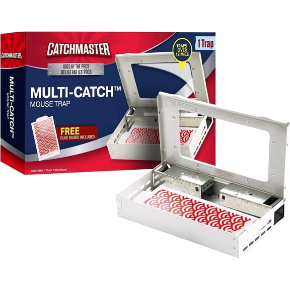 Catchmaster Multi-Catch Mouse Trap 1Pk, Humane Mouse Trap for Home with Glue Board (White)