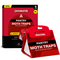 Catchmaster Pantry Moth Traps with Pheromone Technology - XL Moth Traps - For Use In Kitchen Cabinets and Food Storage - Red, 6PK