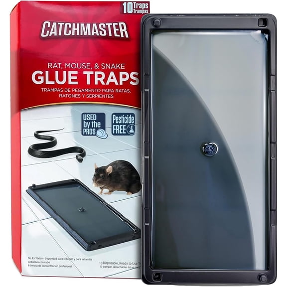 Catchmaster Rat, Snake & Mouse Traps 10Pk, Classic Glue Traps for Mice, Home Pest Control