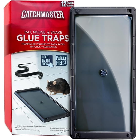 Catchmaster Rat, Snake & Mouse Traps 12Pk, Classic Glue Traps for Mice, Home Pest Control
