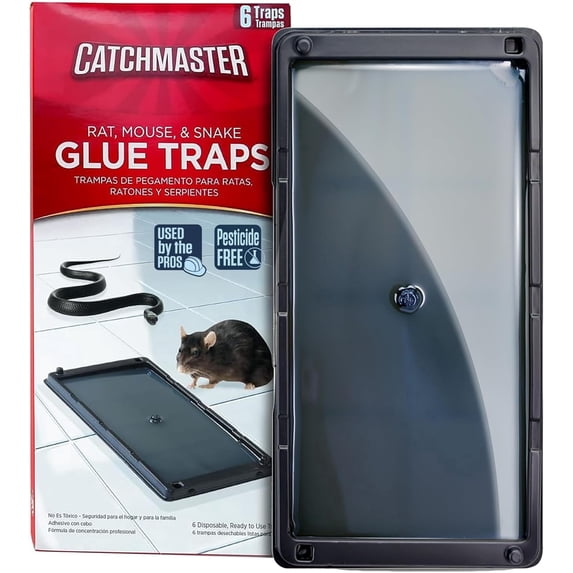 Catchmaster Rat, Snake & Mouse Traps 6Pk, Classic Glue Traps for Mice, Home Pest Control