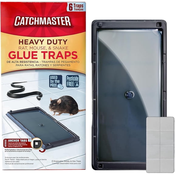 Catchmaster Heavy Duty Rat & Mouse Traps with Sticky Putty 6Pk, Mice Glue Traps for Home