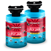 Catchmaster Reusable Outdoor Fly Traps with Fly Bait   2 PK Hanging Fly Trap Jars