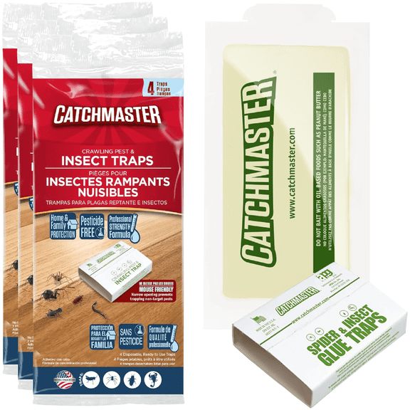 Catchmaster Crawling Pest & Insect Glue Traps 12PK, Insect Traps Indoor Pest Control