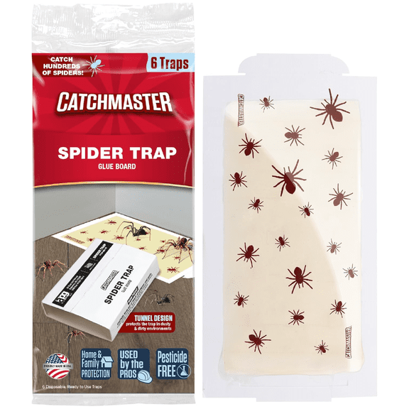 Catchmaster Spider Traps Glue Boards 6-Pack, Insect & Spider Killer Glue Traps for Home