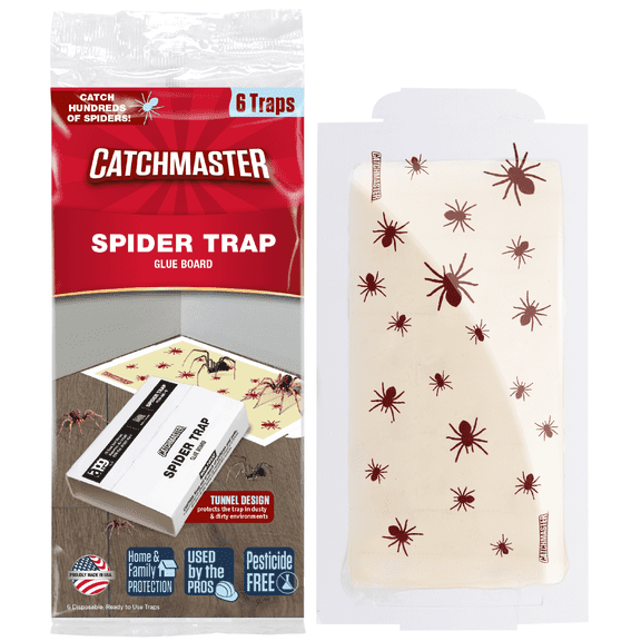 Catchmaster Spider Traps Glue Boards 6-Pack, Insect & Spider Killer Glue Traps for Home