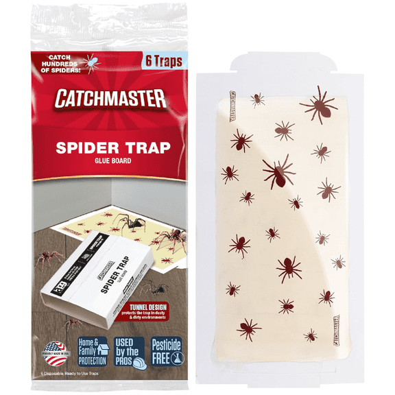 Catchmaster Spider Traps Glue Boards 6-Pack, Insect & Spider Killer Glue Traps for Home