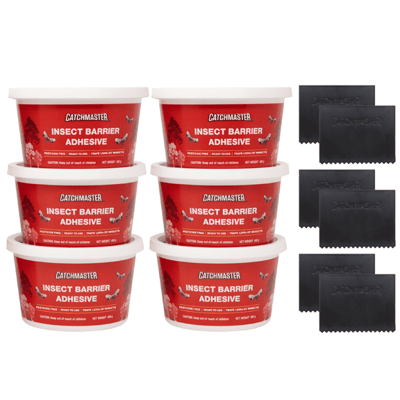 Catchmaster Insect Barrier 6 Pails & 6 Spreaders, Outdoor Insect Traps for Plants & Trees