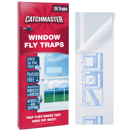 Catchmaster Window Fly Traps 24-Pack, Fly Strips for Home, Indoor Sticky Traps for Flies