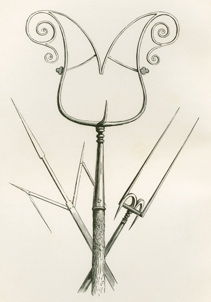 A Catchpole In The Centre And Military Forks On Either Side From The British Army Its Origins Progress And Equipment Published 1868 Canvas Art - Ken Welsh Design Pics (11 x 17)