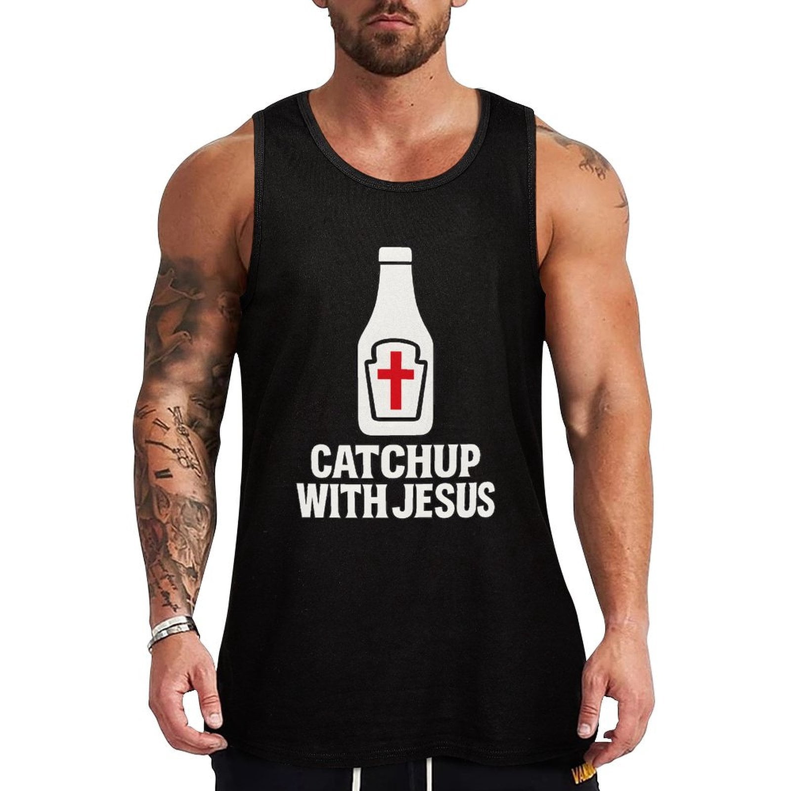Catchup With Jesus Men's Tank Tops - 100% Cotton Sleeveless Undershirts ...