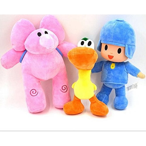 Catchvogue 3pcs Plush 11" Pocoyo,Pato,Elly Cartoon Stuffed Plush Toys