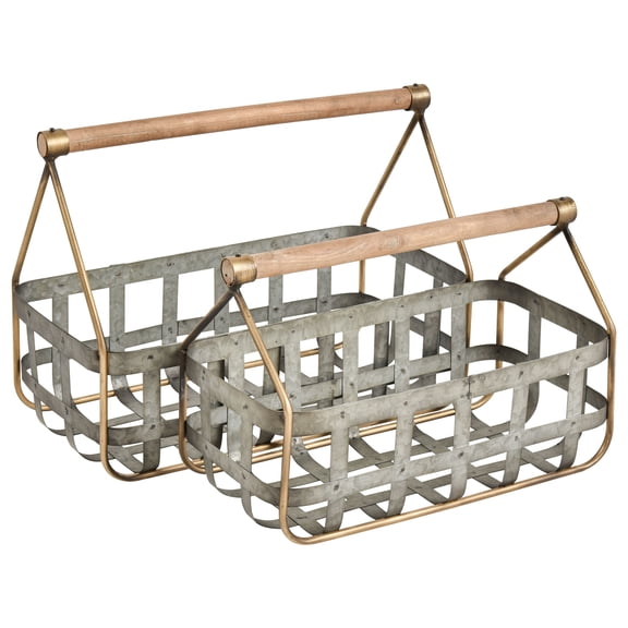 Elk Home Catcliffe Basket - Set of 2, Made from Metal, Brass Finish