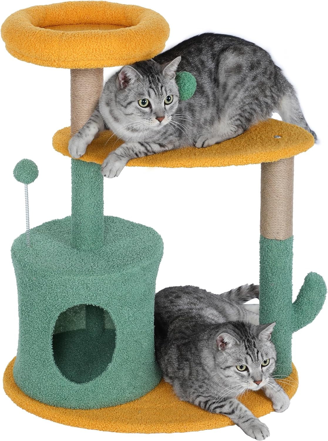 31-Inch Green and Orange Sisal Cat Tree Tower