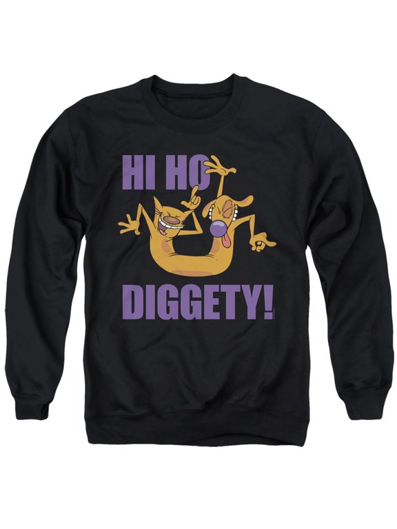 Catdog Hi Ho Diggety Unisex Adult Crewneck Sweatshirt (Large) Black
