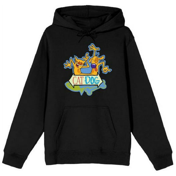 Catdog Sign Dance Men's Black Sweatshirt-Medium