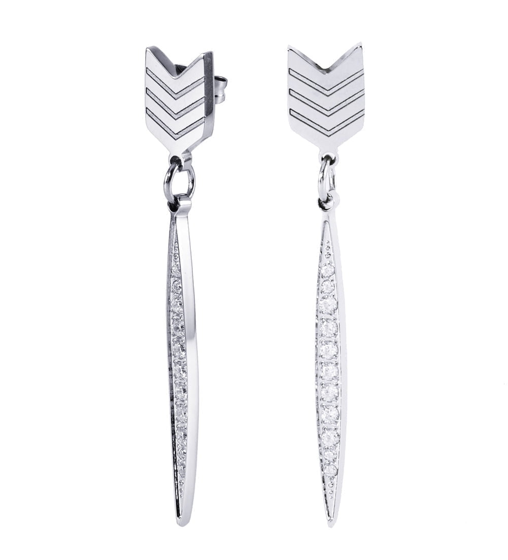 Cate & Chloe Addison 18k White Gold Plated Dangle Earrings with Simulated Diamond Crystals for Women