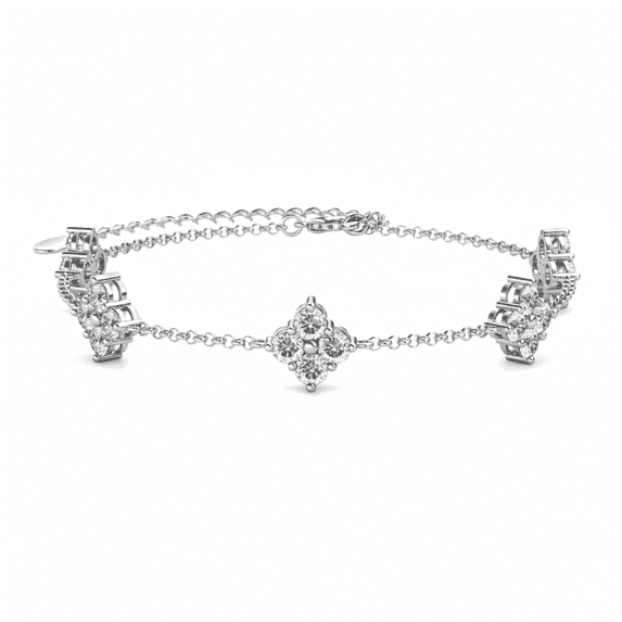 Cate & Chloe Adeline 18k White Gold Plated Chain Bracelet with Swarovski Crystal Clusters for Women
