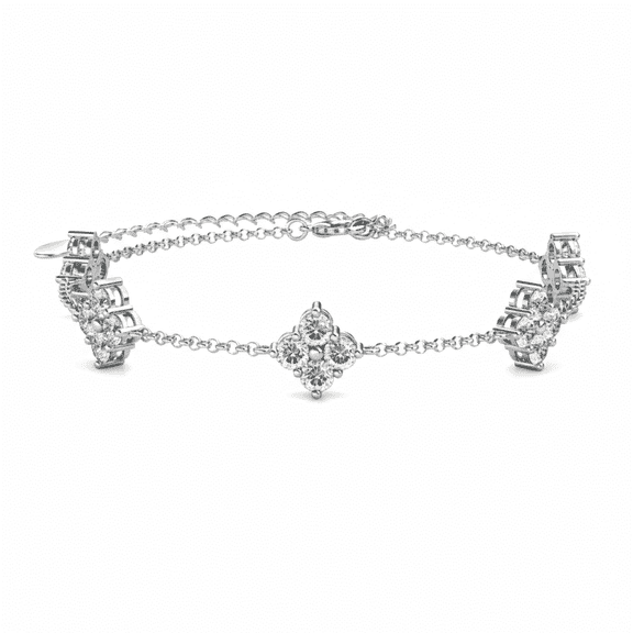 Cate & Chloe Adeline 18k White Gold Plated Chain Bracelet with Swarovski Crystal Clusters for Women