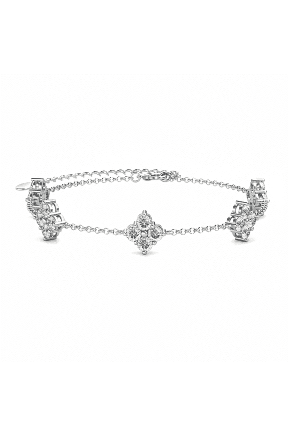 Adeline 18k White Gold Plated Chain Bracelet with Swarovski Crystal Clusters for Women