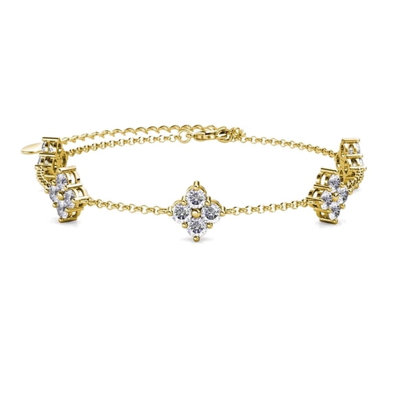 Cate & Chloe Adeline 18k Yellow Gold Plated Chain Bracelet with Swarovski Crystal Clusters for Women