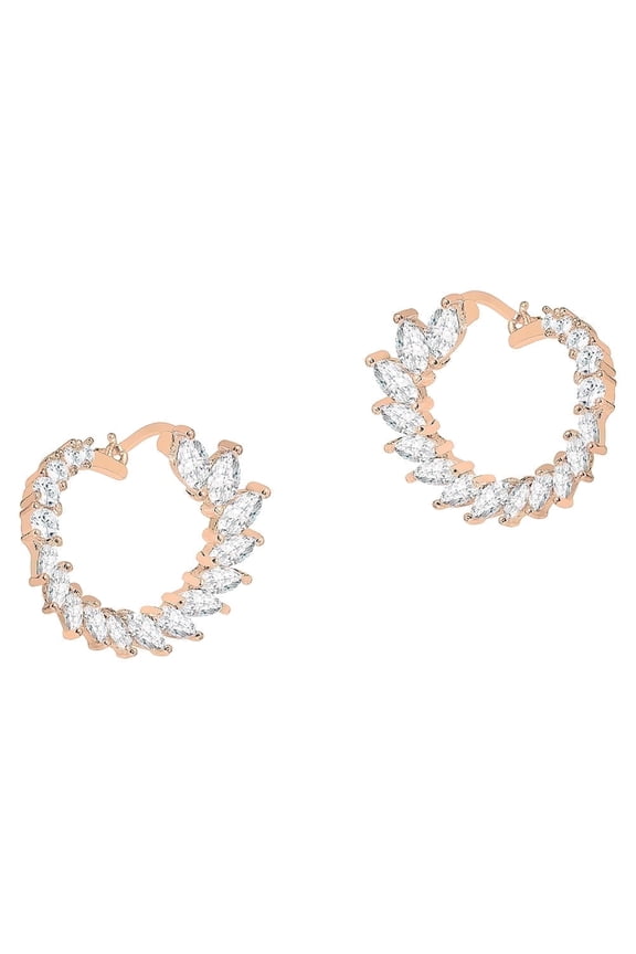 Adelyn 18k Rose Gold Plated Hoop Earrings with Simulated Diamond Crystals for Women