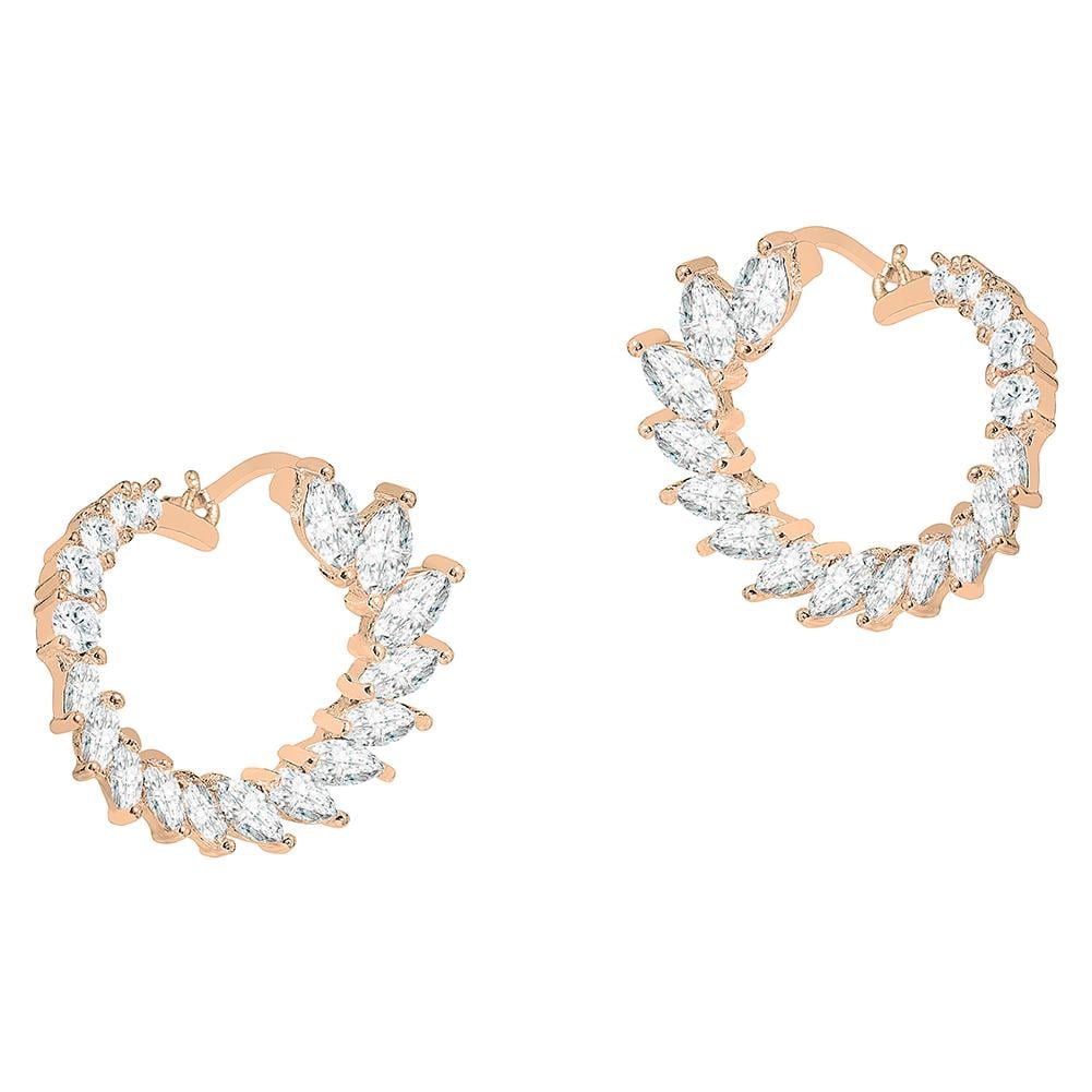 Cate & Chloe Adelyn 18k White Gold CZ Crystal Sideways Hoop Earrings