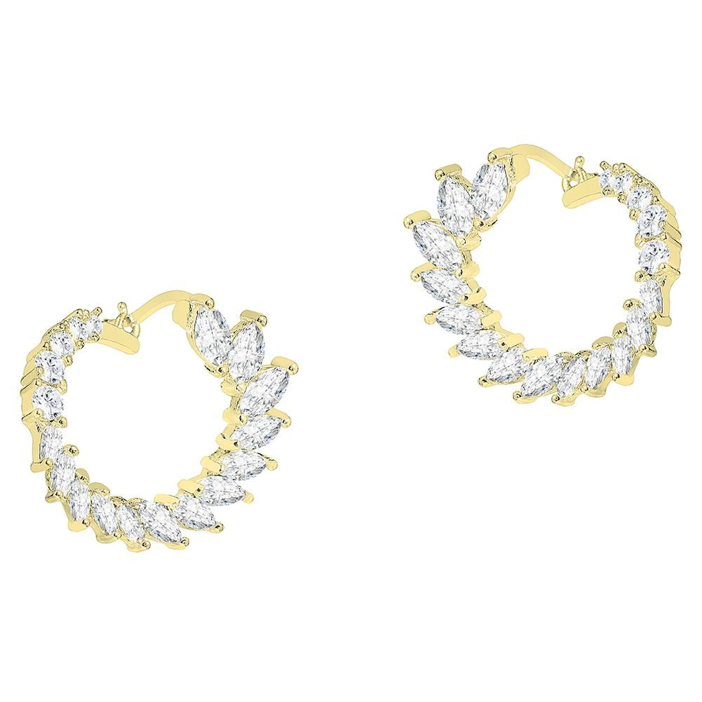 Cate & Chloe Adelyn 18k White Gold CZ Crystal Sideways Hoop Earrings ...