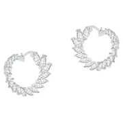 CATE & CHLOE Adelyn 18k White Gold Plated Hoop Earrings with Simulated Diamond Crystals for Women