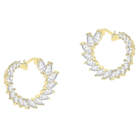 Cate & Chloe Adelyn 18k Yellow Gold Plated Hoop Earrings with Simulated Diamond Crystals for Women