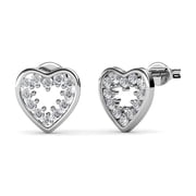 Cate & Chloe Ainsley 18k White Gold Plated Heart Stud Earrings with Swarovski Crystals for Women