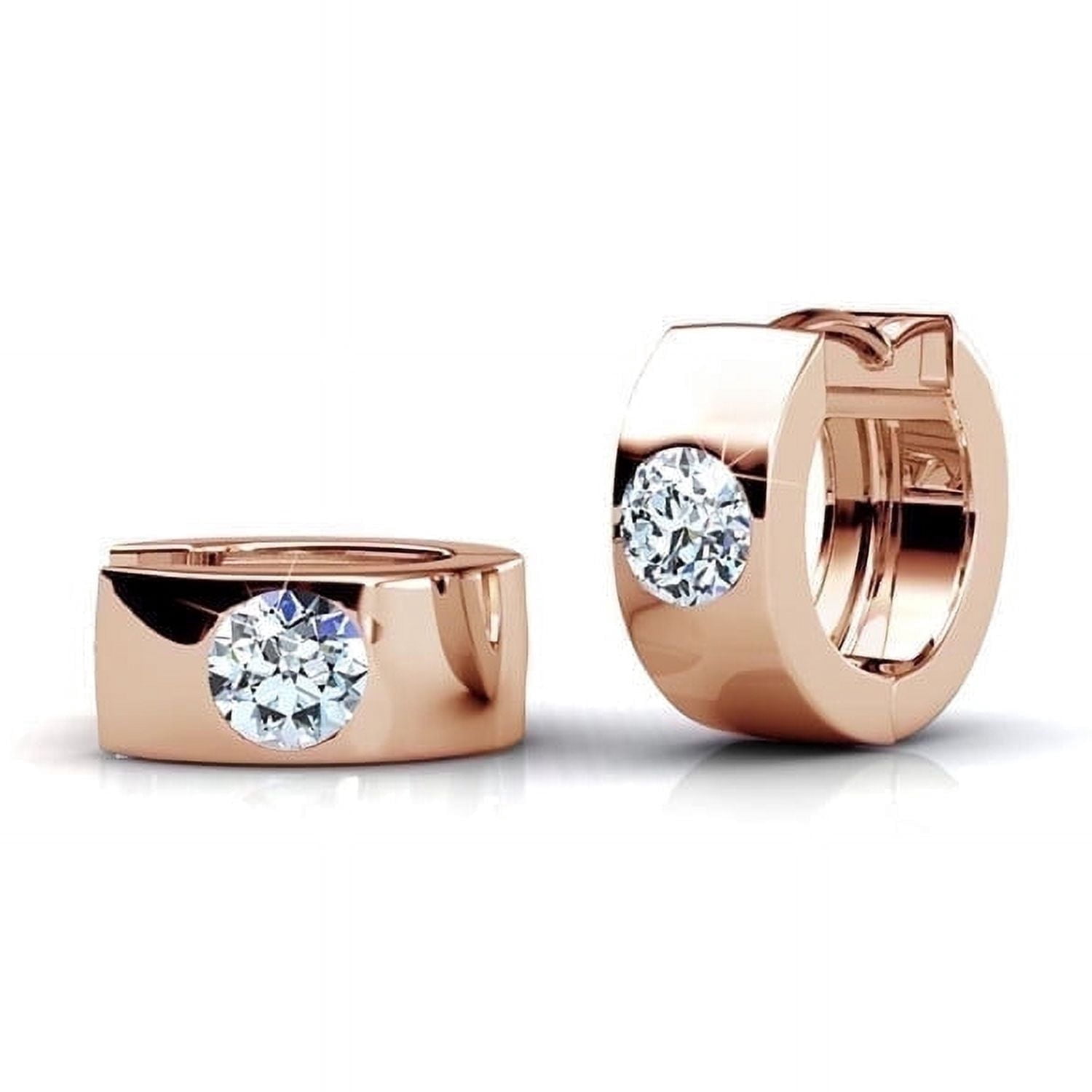 Cate & Chloe Alana 18k Rose Gold Plated Hoop Earrings with Swarovski Crystals Gifts for Women