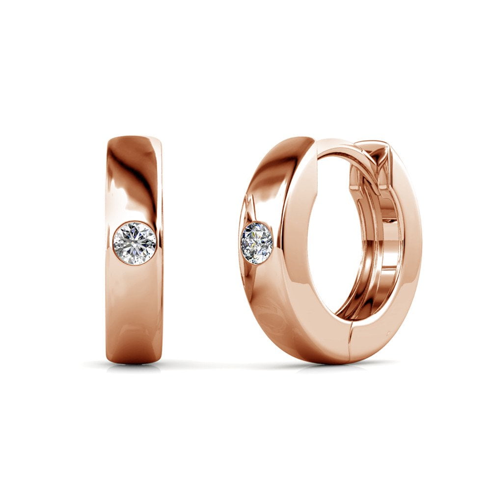 Gold hoop earrings with swarovski deals crystals