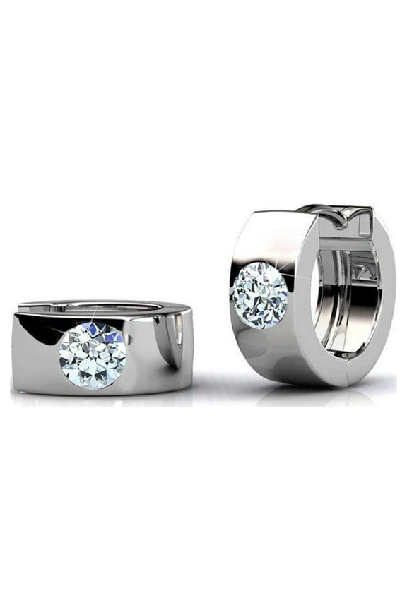 Alana 18k White Gold Plated Hoop Earrings with Swarovski Crystals Gifts for Women