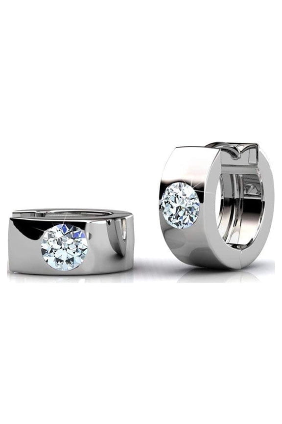 Alana 18k White Gold Plated Hoop Earrings with Swarovski Crystals Gifts for Women