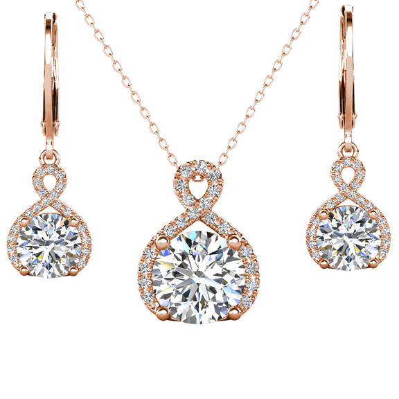 Cate & Chloe Alessandra 18k Rose Gold Plated Jewelry Set With Simulated Diamond Crystals for Women