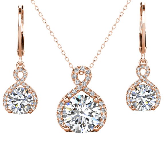 Cate & Chloe Alessandra 18k Rose Gold Plated Jewelry Set With Simulated Diamond Crystals for Women