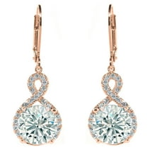 Cate & Chloe Alessandra 18k Rose Gold Plated Drop Dangle Halo Earrings with Crystals | Women's Gold Jewelry
