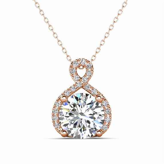 Cate & Chloe Alessandra 18k Rose Gold Plated Silver Necklace with Simulated Diamonds for Women
