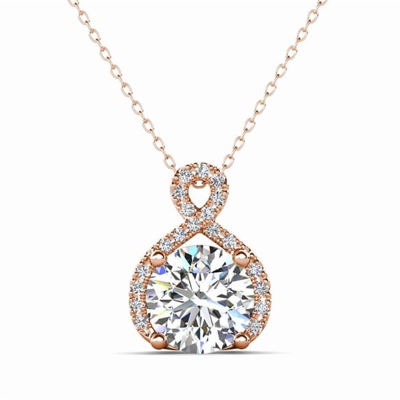 Cate & Chloe Alessandra 18k Rose Gold Plated Necklace with Simulated Diamond Crystals for Women