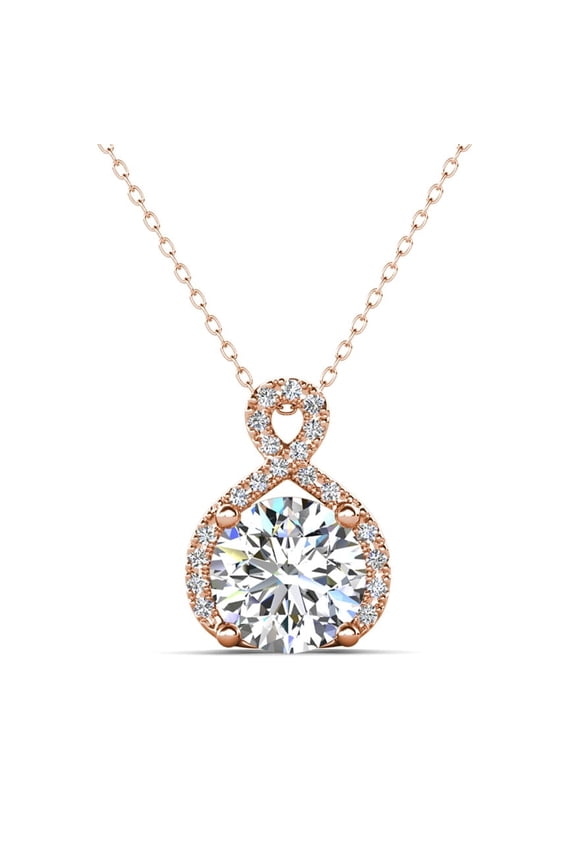 Alessandra 18k Rose Gold Plated Necklace with Simulated Diamond Crystals for Women
