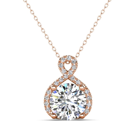 Cate & Chloe Alessandra 18k Rose Gold Plated Necklace with Simulated Diamond Crystals for Women