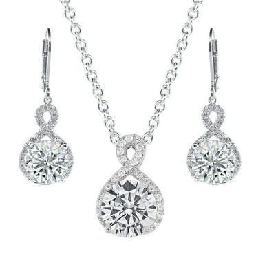 Cate & Chloe Alessandra 18k White Gold Plated Jewelry Set With Simulated Diamond Crystals for Women