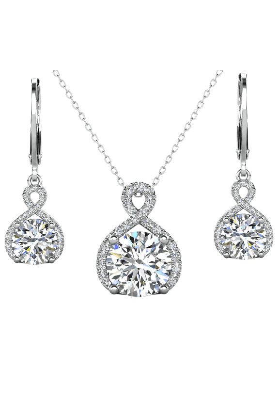 Alessandra 18k White Gold Plated Jewelry Set With Simulated Diamond Crystals for Women