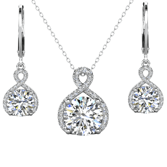 Cate & Chloe Alessandra 18k White Gold Plated Jewelry Set With Simulated Diamond Crystals for Women