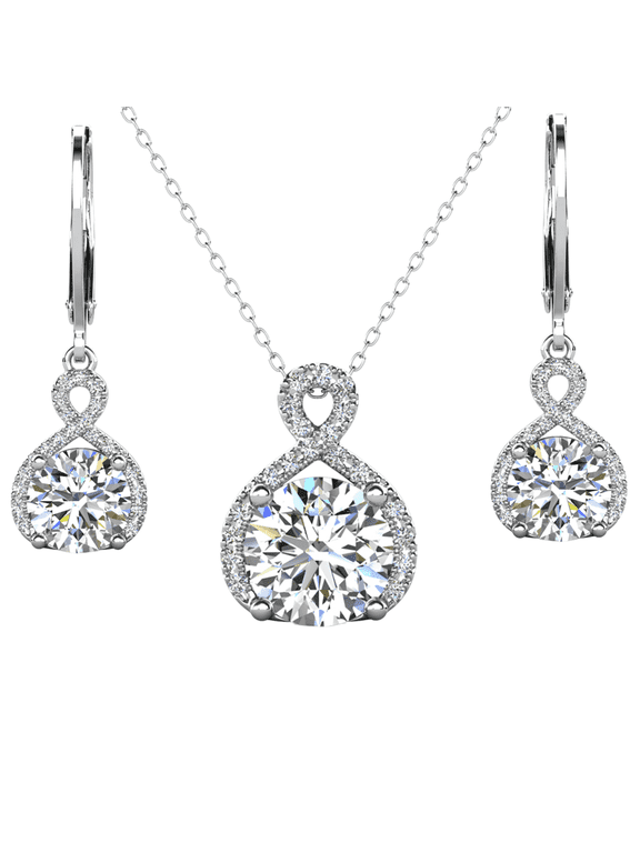 Alessandra 18k White Gold Plated Jewelry Set With Simulated Diamond Crystals for Women
