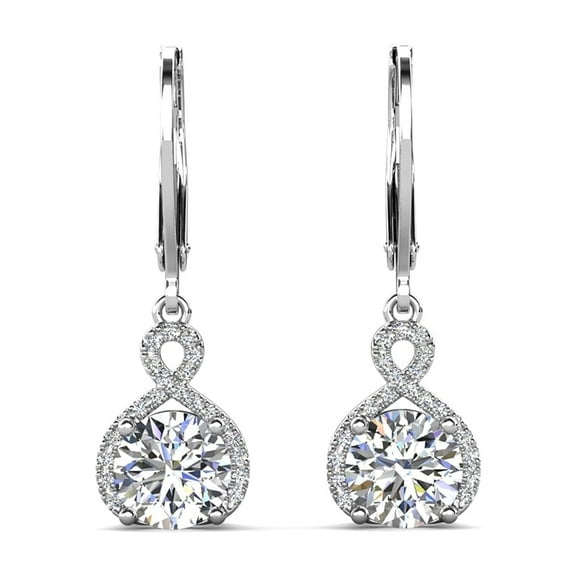 Cate & Chloe Alessandra 18k White Gold Plated Earrings with Simulated Diamond Crystals for Women